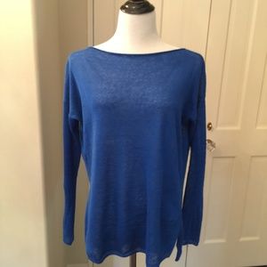 Vince 100% Linen Boatneck Royal Blue Sweater, XS